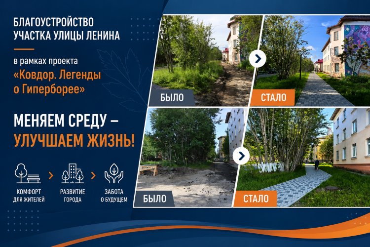 Улица Ленина в Ковдоре обновилась
